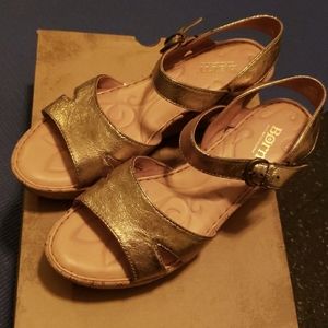 Born Antique Gold Cork Platform Sandals
